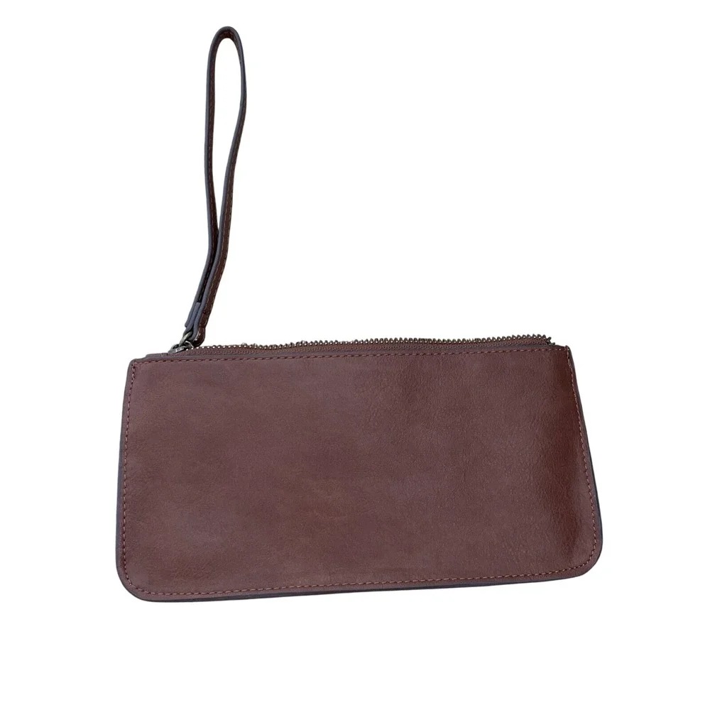 Brown Wristlet Wallet Clutch Zip‎ Around Studded Accent Small Purse - Picture 2 of 7